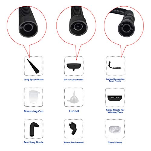Comforday Limpiador de Vapor de Mano, Limpiador de Vapores Portátil de Usos Múltiples con 9 Accesorios para Quitar Manchas, Alfombras, Cortinas, Asientos de Auto, Cocina, Piso