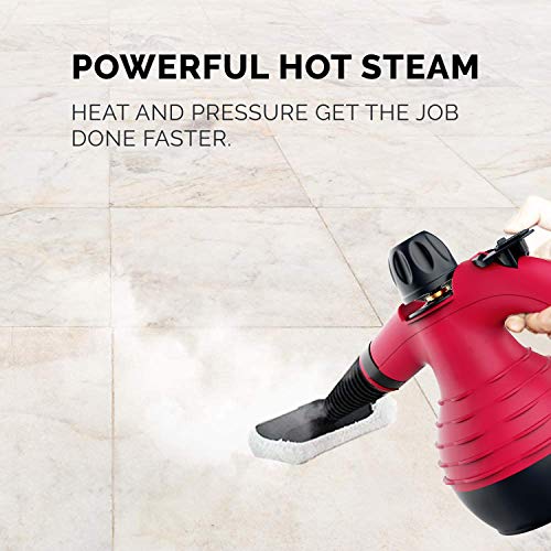 Comforday Limpiador de Vapor de Mano, Limpiador de Vapores Portátil de Usos Múltiples con 9 Accesorios para Quitar Manchas, Alfombras, Cortinas, Asientos de Auto, Cocina, Piso
