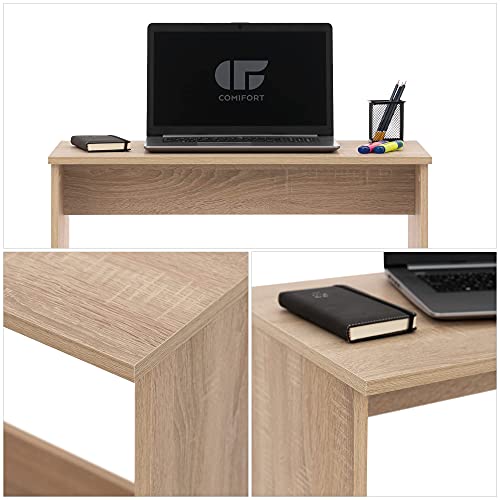 COMIFORT Escritorio Juvenil Oscos, Mesa Ordenador para Estudio, Superficie Amplia Acabado en Melamina, Mesa de Trabajo, Escritorio Moderno, Sonoma