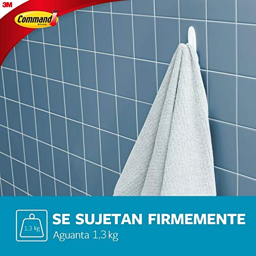 Command W17081 Pack de 2 ganchos resistente al agua, diseño mediano, Blanco, Set de 2 Piezas