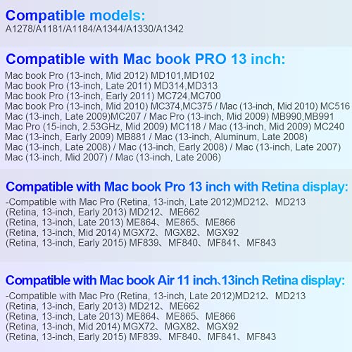 Compatible con el Cargador Mac Book Pro, Adaptador de Corriente del Cargador magnético con Punta en L-Tip 45 W / 60 W, Adecuado para MPro 13 Retina (2013 2014, principios de 2015) A1425 A1435 1502