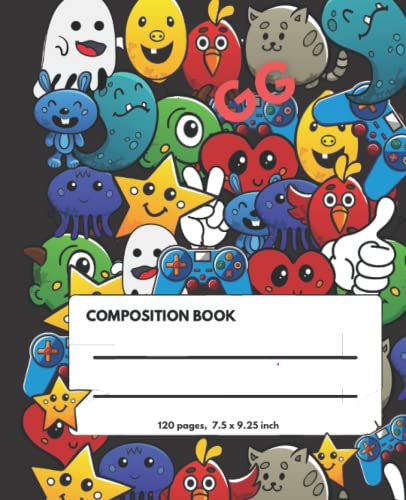 Composition Book: Kawaii Gamer College Ruled Lined Notebook for Kid | Diary for Gamer Girls, Boys, Kids, Teens and Adults (Video Game Journal)