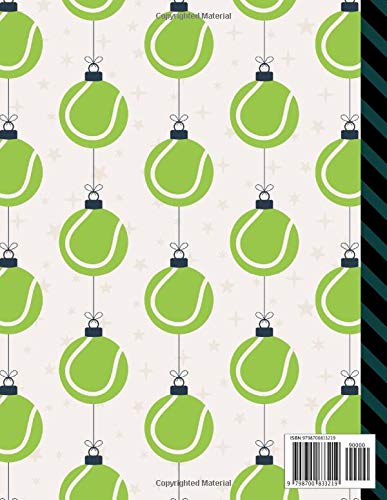 Composition Notebook: Tennis Ball Ornament Christmas Pattern / Wide Ruled Notebook Paper for Kids Ages 4 -8 Tween Teen / Large Writing Journal for ... Stocking Stuffer Gift for Boys Girls Children