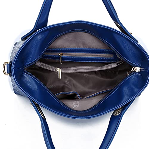 Conjunto de bolsa de cuero de PU de 4 piezas con asa superior para mujer (bolsa grande, bolso, bandolera, tarjetero), Negro