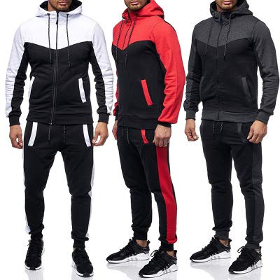 Conjunto de Sudadera con Capucha para Hombre, Conjunto de chándal Deportivo y Muscular, Manga Larga, Sudadera con Capucha y Cremallera Completa y pantalón Largo