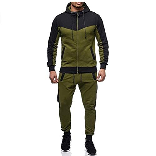 Conjunto de Sudadera con Capucha para Hombre, Conjunto de chándal Deportivo y Muscular, Manga Larga, Sudadera con Capucha y Cremallera Completa y pantalón Largo