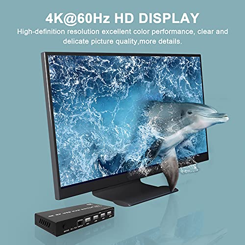 Conmutador DisplayPort KVM 4K 60Hz Ultra HD, Switch Displayport para 2 computadoras Comparte 1 Juego de Teclado, Mouse, Monitor de Impresora,Soporte para Laptop,PC,xBox HDTV,con Cable de Alimentación
