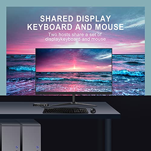 Conmutador DisplayPort KVM 4K 60Hz Ultra HD, Switch Displayport para 2 computadoras Comparte 1 Juego de Teclado, Mouse, Monitor de Impresora,Soporte para Laptop,PC,xBox HDTV,con Cable de Alimentación