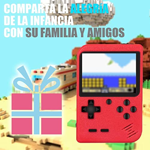 Consola 400 Juegos Clasicos Portátil con Mado Dos Jugadores Pantalla 3" Color Salida TV Niño Adultos Blanco / ROJA