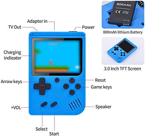 Consola de juegos portátil, consola de juegos retro con 400 juegos clásicos, pantalla LCD de 2,8 pulgadas, soporta la conexión de TV y dos jugadores, para niños y adultos