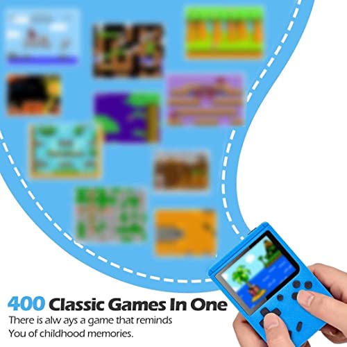 Consola de juegos portátil, consola de juegos retro con 400 juegos clásicos, pantalla LCD de 2,8 pulgadas, soporta la conexión de TV y dos jugadores, para niños y adultos