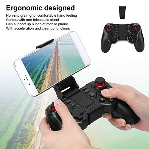 Controlador de juegos móvil, Gamepad inalámbrico Bluetooth 4.0 con clip para teléfono, Controlador de juegos móvil con conexión directa Mango de juego, Joystick Gamepad para IOS/Android