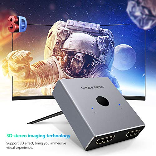 [Controlador Incluido] HDMI Switch Veiniya Conmutador HDMI 4k 60Hz HDR Aluminum Bidireccional 2×1 1×2 HDMI 2.0 HDCP2.2 CEC Soporta 4k 3D 1080P Dolby 7.1CH para HDTV BLU-Ray PS3 PS4 Xbox