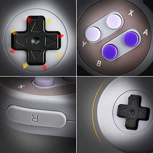 Controlador USB SNES Laelr Paquete de 2 Controladores de gamepad retro SNES con cable para Super Nintendo con cables de extensión USB de 5 pies Controladores Joypad para Windows PC portátil Mac