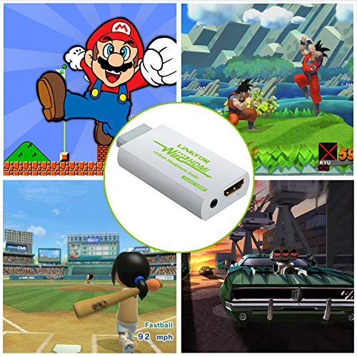 Convertidor Wii a HDMI Adaptador Wii2HDMI 720P / 1080P Conversor de Video Puerto HDMI con Salida Audio 3.5mm Jack Soporte NTSC PAL Compatible con Wii HDTV Proyector-Blanco