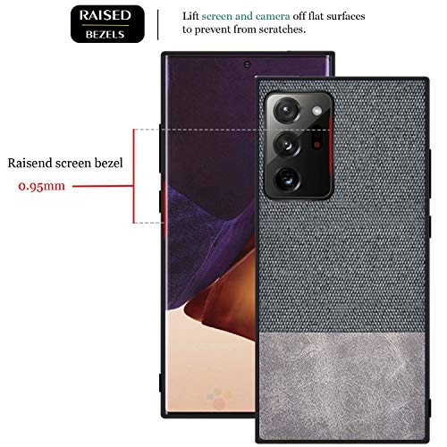 cookaR Funda Samsung Galaxy Note 20 Ultra 5G,Plástico Duro + Suave Silicona Textura Cloth [Ultra-Delgado] Delgada y Anti-Huella Protectora Caso Cover Carcasa para Galaxy Note 20 Ultra 5G,Gris+Gris