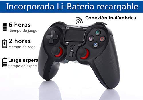 COOLEAD Mando para Playstation4, Controlador Inalámbrico Bluetooth para Playstation4 Doble Choque 4 con Panel Táctil Vibración Dual Compatible con PlayStation4 y PC(Negro)