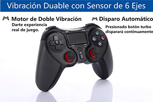 COOLEAD Mando para Playstation4, Controlador Inalámbrico Bluetooth para Playstation4 Doble Choque 4 con Panel Táctil Vibración Dual Compatible con PlayStation4 y PC(Negro)