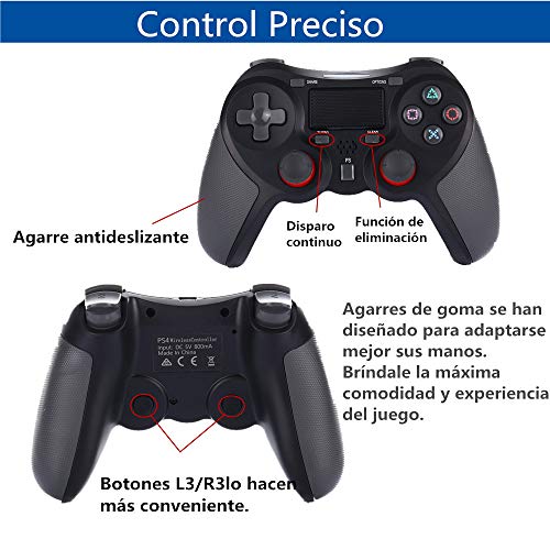 COOLEAD Mando para Playstation4, Controlador Inalámbrico Bluetooth para Playstation4 Doble Choque 4 con Panel Táctil Vibración Dual Compatible con PlayStation4 y PC(Negro)