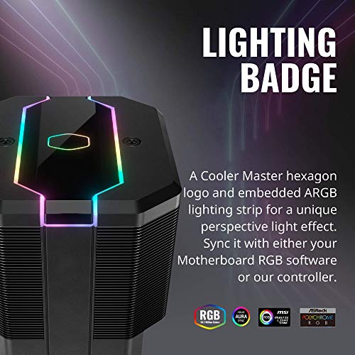 Cooler Master MA620M CPU Air Cooler, Dual Tower Cooler, 6 Heat Pipes, 1 x 120 mm SF120R Fan, Addressble RGB Lighting with Controller, Easy Mounting Solution, Intel / AMD (AM4) Compatible