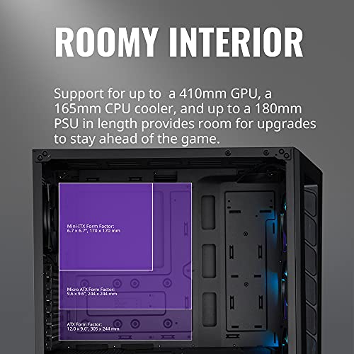 Cooler Master MasterBox MB520 RGB - Caja PC ATX Panel Frontal Tintado, 3 x 120mm Ventiladores Preinstalados, Panel Lateral de Vidrio, Configuraciones Flujo de Aire Flexible - RGB, Torre media