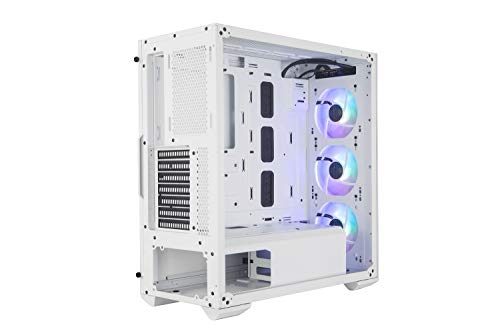 Cooler Master MasterBox TD500 Mesh White- Caja PC ARGB Frontal Mallado Líneas Poligonales, 3 x 120 mm Ventiladores Preinstalados, Panel Lateral Vidrio, Configuraciones Flujo de Aire -Color Blanco