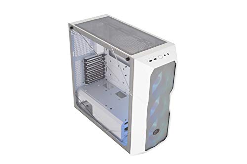 Cooler Master MasterBox TD500 Mesh White- Caja PC ARGB Frontal Mallado Líneas Poligonales, 3 x 120 mm Ventiladores Preinstalados, Panel Lateral Vidrio, Configuraciones Flujo de Aire -Color Blanco