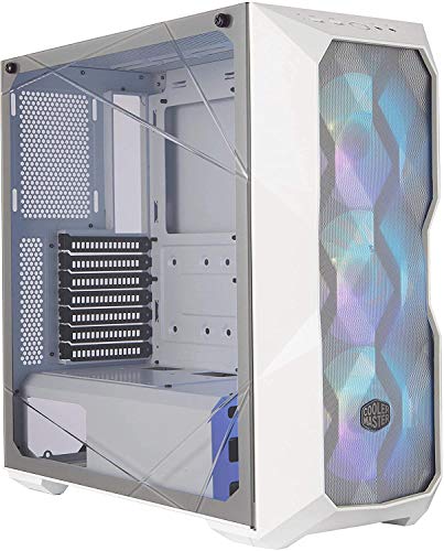Cooler Master MasterBox TD500 Mesh White- Caja PC ARGB Frontal Mallado Líneas Poligonales, 3 x 120 mm Ventiladores Preinstalados, Panel Lateral Vidrio, Configuraciones Flujo de Aire -Color Blanco