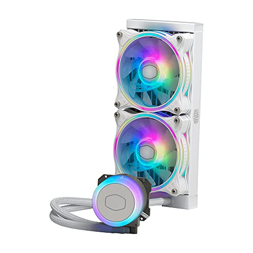 Cooler Master MasterLiquid ML240 Illusion Refrigeración Líquida AIO para CPU - Edición Blanca - 2 Ventiladores ARGB Halo 120mm, Radiador 240mm, Controlador ARGB Incluido - Compatible con AMD & Intel