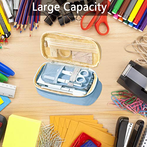 Coolzon Estuche Escolar Expandible, Estuches de Lápices de Gran Capacidad Estuche Organizador Portalapices Neceser Maquillaje para Niñas Niños Adolescentes Estudiantes Adultos, Azul Claro