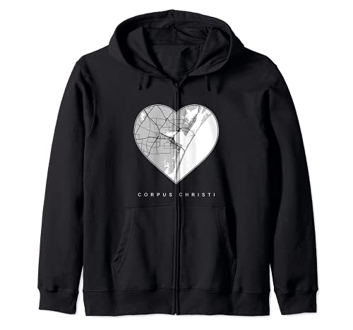 Corpus Christi TX Mapa de la ciudad, Corazón Amor Corpus Christi Texas Sudadera con Capucha
