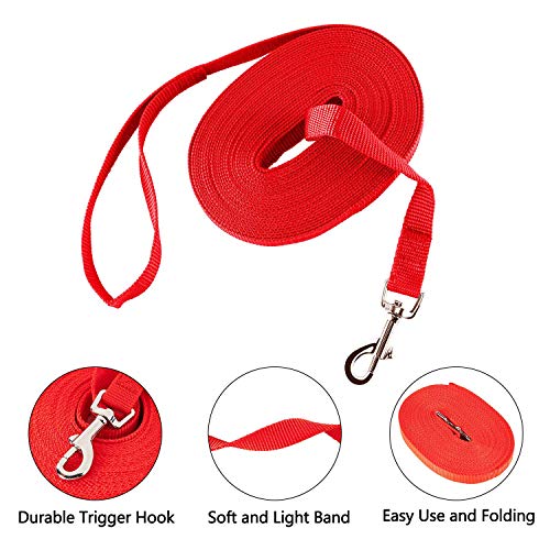 Correa de Adiestramiento para Perros Larga Correas Nylon Resistente para Camping Paseo Longitud 20m Rojo