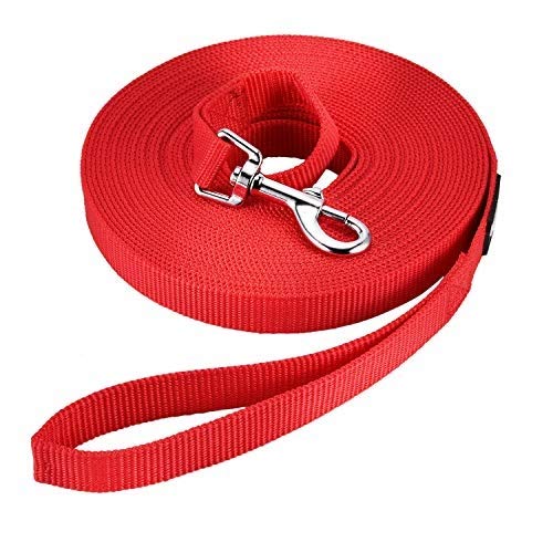 Correa de Adiestramiento para Perros Larga Correas Nylon Resistente para Camping Paseo Longitud 20m Rojo