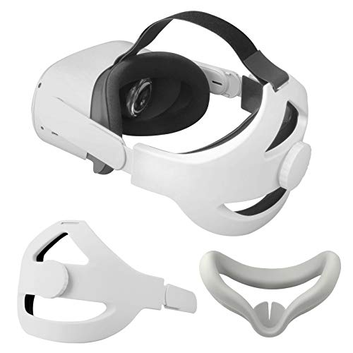 Correa para la Cabeza +Cubierta Facial para Oculus Quest 2 Reemplazo para la Oculus Quest 2 Elite Strap Reducir la Presión de la Cabeza Toque Cómodo Prueba de Sudor Accesorios de Oculus Quest 2 (Gris)