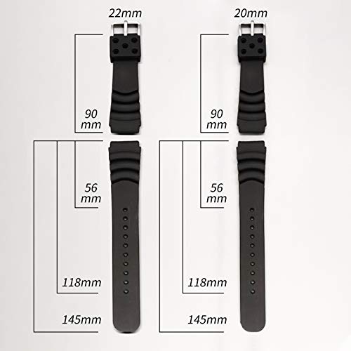 Correas de reloj de silicona para hombre, correa de goma de liberación rápida para relojes , 20 mm y 22 mm 20mm Negro…