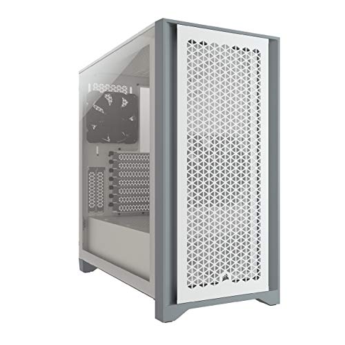 Corsair 4000D Airflow Chasis ATX Semitorre con Cristal Templado, Panel Frontal con Un Caudal de Aire Elevado, Panel Lateral de Cristal Templado, Dos Ventiladores de 120 mm Incluidos, Color Blanco