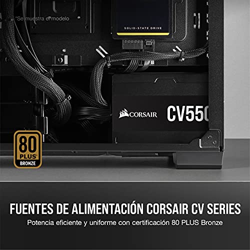 Corsair CV750 80 PLUS Bronze No Modular ATX 750 Vatios Alimentación Corriente Estable Plena, Ventilador de Refrigeración Silencioso de 120 mm, Carcasa Compacta, Carcasa y Cables Negros EU Negro