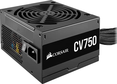 Corsair CV750 80 PLUS Bronze No Modular ATX 750 Vatios Alimentación Corriente Estable Plena, Ventilador de Refrigeración Silencioso de 120 mm, Carcasa Compacta, Carcasa y Cables Negros EU Negro