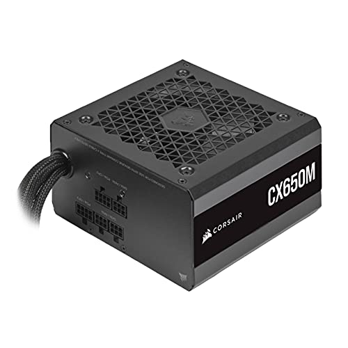 Corsair CX650M (2021), CX-M Series, 650 Watt 80 PLUS Bronze Fuente de Alimentación ATX Semimodular y Silenciosa (Funcionamiento Silencioso, Condensadores de 105 °C, Tamaño Compacto) Negro