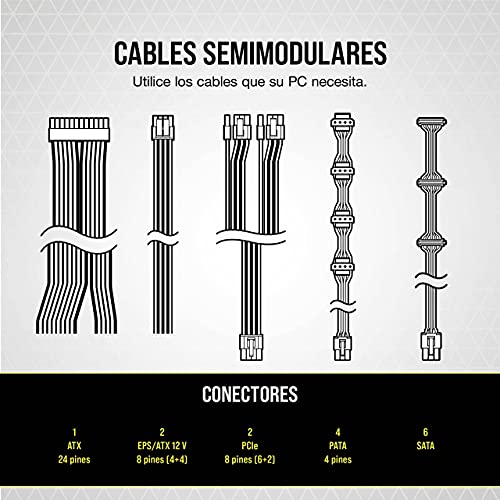 Corsair CX650M (2021), CX-M Series, 650 Watt 80 PLUS Bronze Fuente de Alimentación ATX Semimodular y Silenciosa (Funcionamiento Silencioso, Condensadores de 105 °C, Tamaño Compacto) Negro