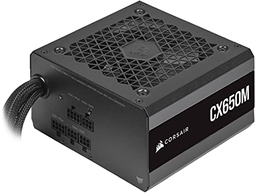 Corsair CX650M (2021), Serie CX-M, 650 W 80 Plus Fuente de alimentación ATX semimodular de bajo Ruido (conexión EPS12V única, operación de bajo Ruido, condensadores de 105 °C, tamaño Compacto) Negro