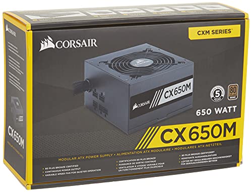 Corsair CX650M Unidad de - Fuente de alimentación (650 W, 100-240 V, 47-63 Hz, 85%, 5-10 A, 130 W)