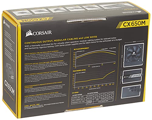 Corsair CX650M Unidad de - Fuente de alimentación (650 W, 100-240 V, 47-63 Hz, 85%, 5-10 A, 130 W)