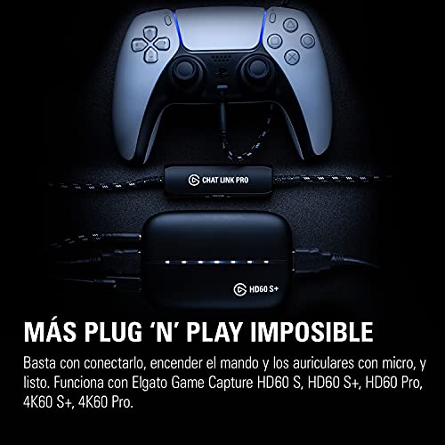 Corsair Elgato Chat Link Pro – Adaptador de Audio para PS5, PS4, Nintendo Switch, Captura el Chat de Voz, Sonido de los Juegos, Cable Extra Largo