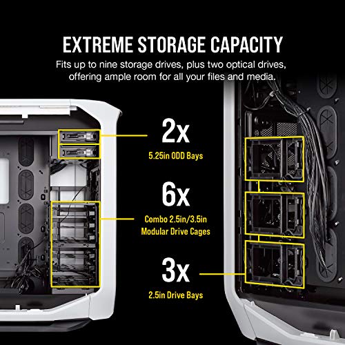 Corsair Graphite 780T Full-Tower ATX - Caja de PC, ventana lateral con dos AF140 rojo LED ventilador, Blanco