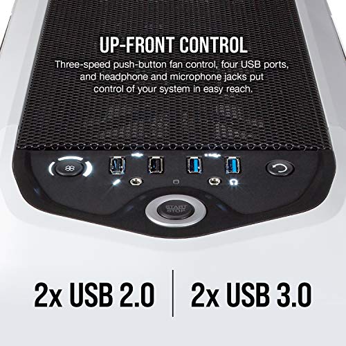 Corsair Graphite 780T Full-Tower ATX - Caja de PC, ventana lateral con dos AF140 rojo LED ventilador, Blanco