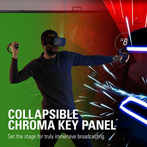 Corsair Green Screen - Panel chromakey plegable para eliminación del fondo, marco autodesplegable, tejido verde chroma antiarrugas, estuche rígido de aluminio