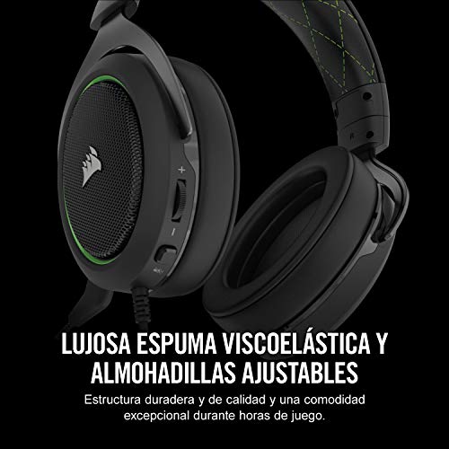 Corsair HS50 Stereo - Auriculares gaming con micrófono desmontable (para PC/PS4/Xbox/Switch/móvil), Verde