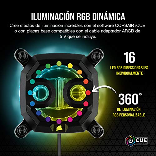 Corsair Hydro X Series XC7 Waterblock para procesador RGB (1200/AM4), Negro