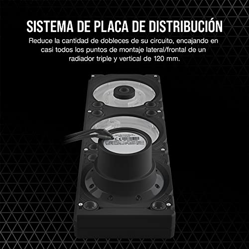 Corsair Hydro X Series XD7 RGB Pack de Bomba/Depósito (Sistema de Placa de Distribución de 360 mm, Bomba PWM D5, Depósito de 140 ml, 36 LED RGB Direccionables Individualmente) Negro